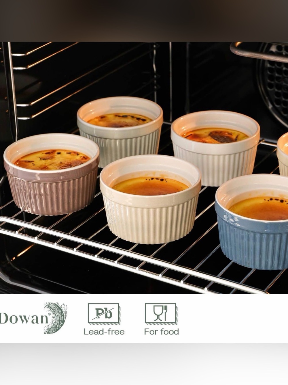 NEW DOWAN Ramekins - Set of 6 Oven-Safe Porcelain Ramekins, 4oz - Picture 2 of 8